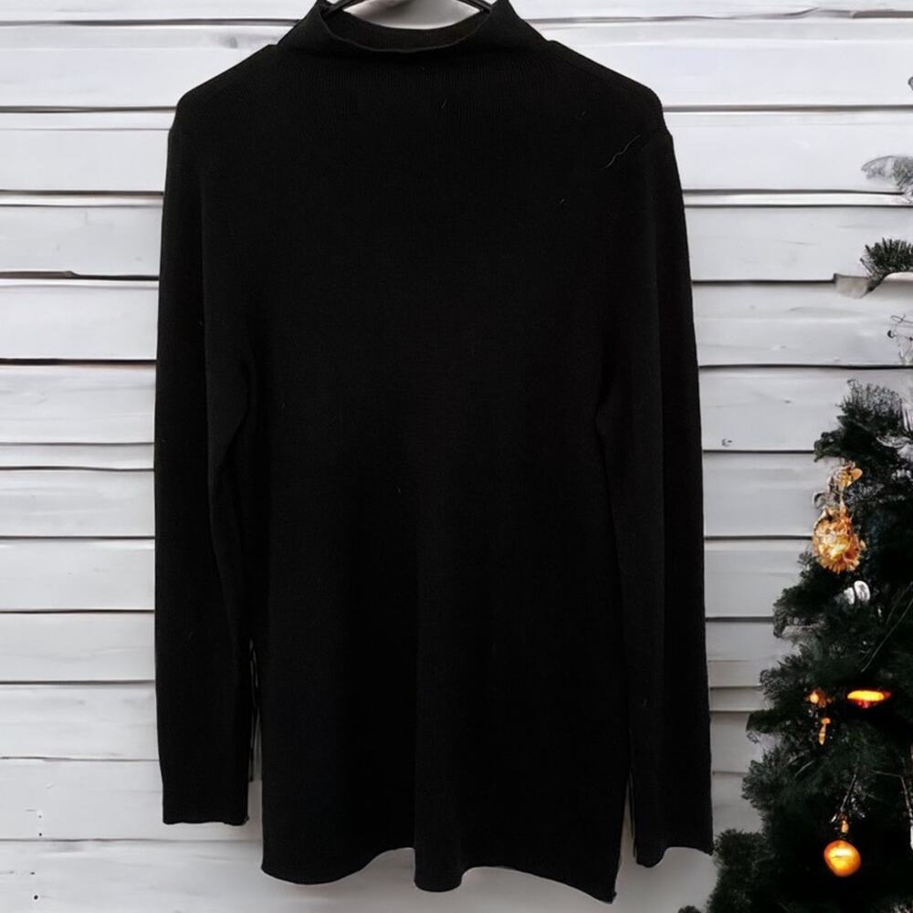 TAHARI Mock Neck Front Pockets
Tunic Wool Blend Sweater L